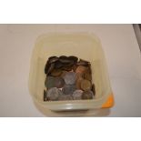 A tub of copper coinage