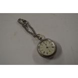 A plated pocket watch with chain