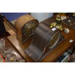 Two oak cased mantel clocks