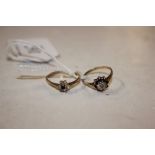 Two 9ct gold diamond and sapphire set rings