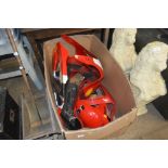 A box of mainly motorbike fairing