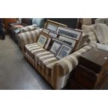 A Next striped upholstered two seater settee