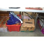 Two boxes of various sewing and knitting items