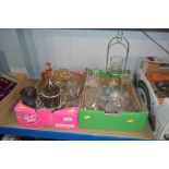 Two boxes of various glassware to include a decant