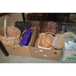 Two boxes of various baskets