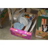 A box of various dinnerware to include Ridgway