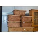 Five wicker baskets
