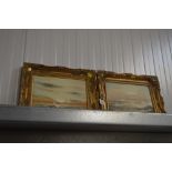 Two oil on canvases contained in gilt frames depi