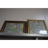 Two sets of framed and glazed collectors cards