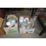 Two boxes of various teaware to include paisley "G