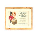 A French Art Deco original artwork advertising poster, "Poudre", contained in faux bird's eye maple