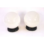 A pair of Art Deco design white opaque globular la