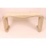 A white Art Deco design hall table, 137cm long