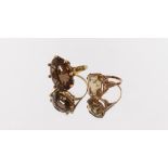 A 9ct gold and smoky quartz set dress ring; and an