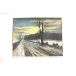 20th Century school, wintry landscape, unsigned oi