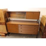 A teak G plan style side cabinet, the upper sectio
