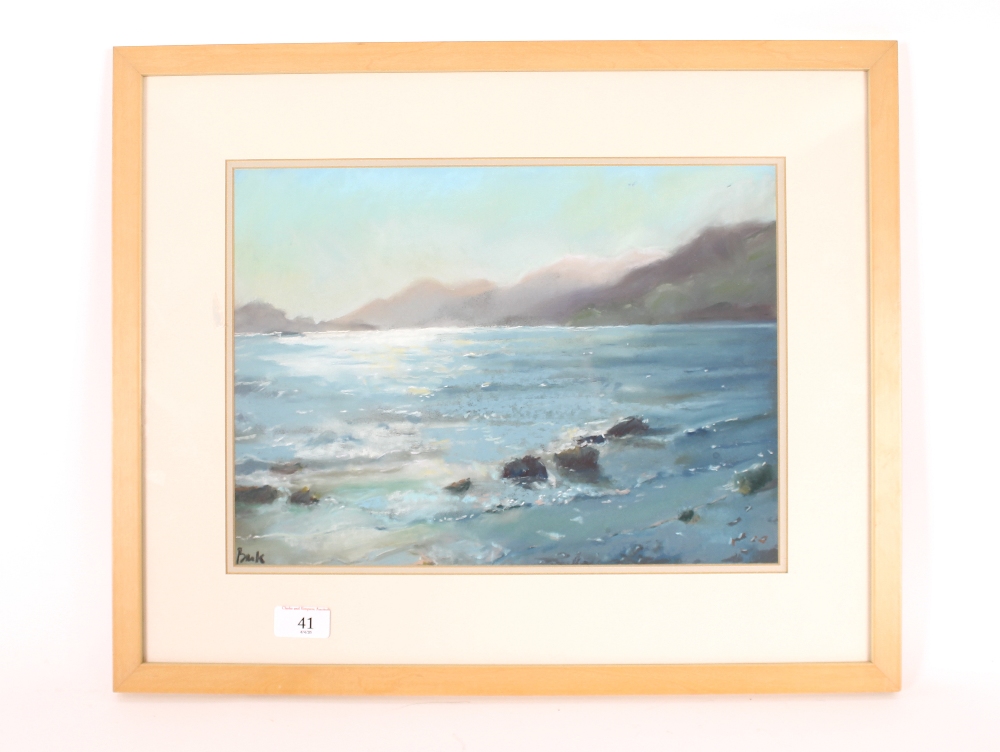 B.M. Kaye, study of Ulswater, signed pastel, 27.5c