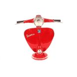 A large red Vespa table lamp, 62cm high x 67cm wid