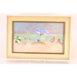 K.R. Emerson, beach scene, signed gouache, 17cm x