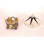 An Art Nouveau glass and plate mounted sugar bowl,