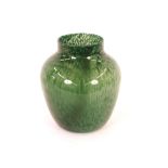 A Vasart type green and brown glass baluster vase