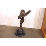 A large bronze Spirit of Ecstasy figure, raised on