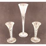 Three air twist stem wine glasses