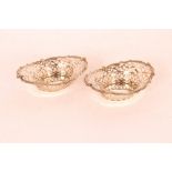 A pair of oval pierced silver bon bon dishes, Birm