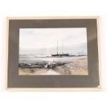 Garnham, boats at low tide, signed watercolour, 32