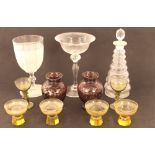 A pair of amethyst glass baluster vases, with silv