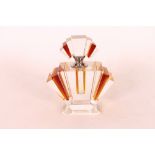 An Art Deco design clear and amber glass fan shape