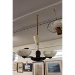A Bakelite pendant light fitting, fitted two faux