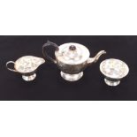 A silver three piece teaset by Edwin Viner, Sheffi