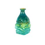 A pale green iridescent glass bottle vase, 19cm hi