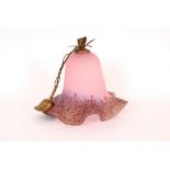 A French glass Art Deco lamp shade, with frilled r