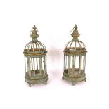 A pair of green painted orangery lanterns, 60cm high