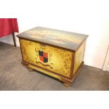 A mid 20th Century painted pine trunk, with ship d