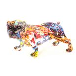 A Graffiti model of a bulldog, 35cm long x 20cm hi