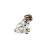 A silvered model of a bulldog, 31cm high