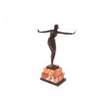 An Art Deco design bronze figure of a dancing girl