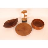 Three mid-20th Century vintage wooden bowls; toget