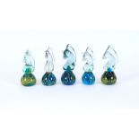 Five Mdina glass seahorse paperweights