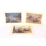 Gordon Crosby, three unframed coloured prints, sce