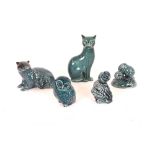 Five Poole pottery animal figures