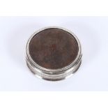 A white metal and shagreen compact, the lid decorat