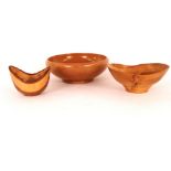 Three light wood treen bowls