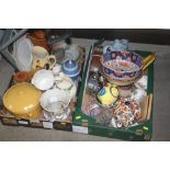 Two boxes containing various decorative china to i