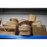 A quantity of various wicker baskets