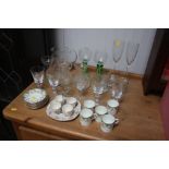 A quantity of glassware; Aynsley coffee cans and s