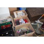 Three boxes of various tools; photo corners etc